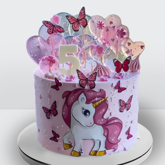 Детский торт с единорогом и сердечками на 5 лет