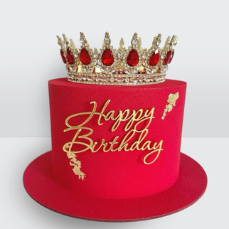 Торт с короной красный с золотой надписью