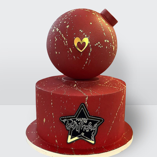 Торт бомба красный большой с сердцем на день рождения