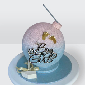 Торт бомба с фитилем на гендер пати розово-голубой