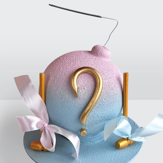 Торт бомба с фитилем на гендер пати розово-голубой с золотом