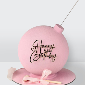 Торт бомба с фитилем розовый на день рождения