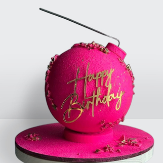 Торт бомба с фитилем розовый на день рождения