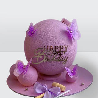 Торт бомба с фитилем розовый с бабочками