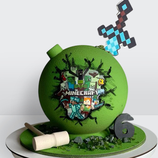 Торт бомба зеленый игра Майн крафт с фитилем