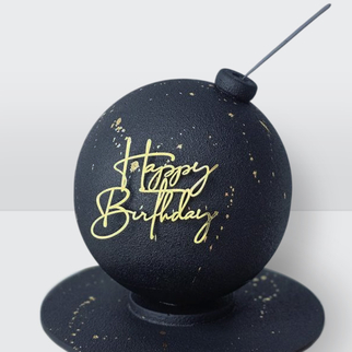 Торт бомба черный с золотом с фитилем