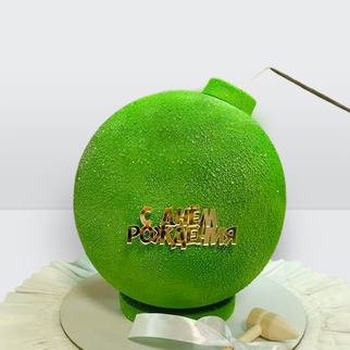 Торт бомба зеленый с фитилем на день рождения