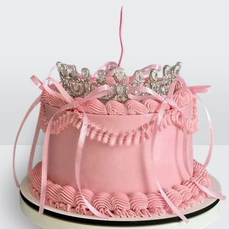 Торт ламбет розовый с короной и лентами
