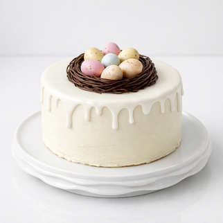 Бенто торт пасхальный с яичками в гнезде из шоколада с подтеками