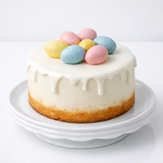 Бенто торт на пасху с белой глазурью и яичками