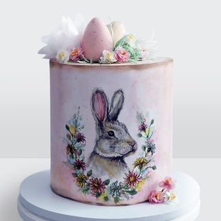 Торт на пасху с зайкой и цветными яйцами