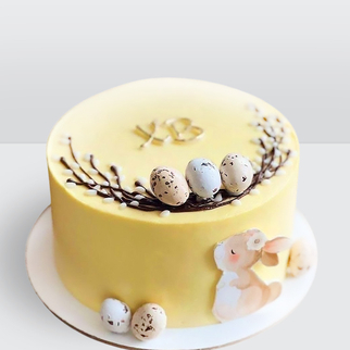 Торт на пасху с зайкой и цветными яйцами ХВ