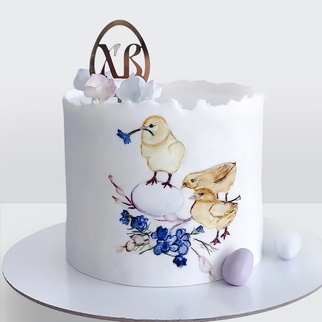 Торт на пасху с цыплятами и ХВ