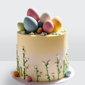 Торт на пасху с крашеными шоколадными яйцами