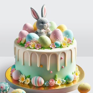 Торт на пасху детский с зайкой и яйцами из шоколада