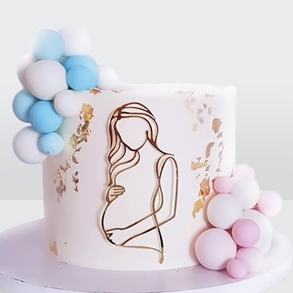Торт для беременной на гендер вечеринку с шарами