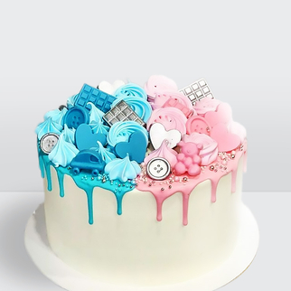 Торт для гендер пати с цветным шоколадом