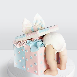 Торт для гендер пати младенец в коробке с бантом