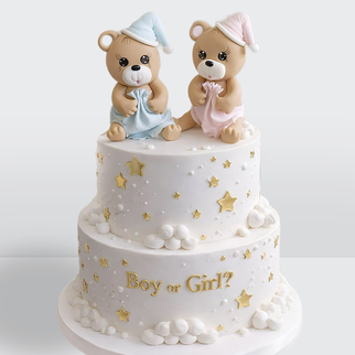 Торт для гендер вечеринки с мишками