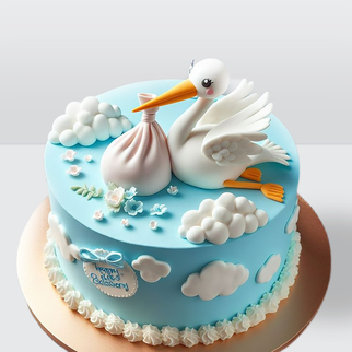 Торт на рождение мальчика с аистом
