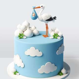 Торт на рождение мальчика с аистом
