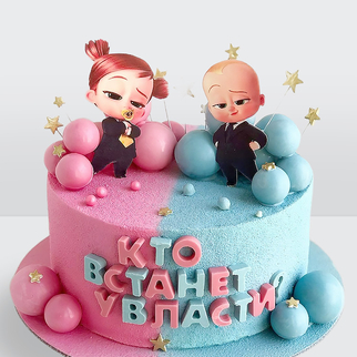 Торт для гендер вечеринки с шариками и малышами