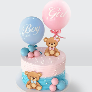 Торт для гендер пати с мишками и шарами