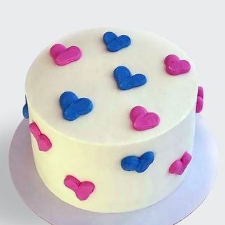 Торт для гендер вечеринки с сердечками