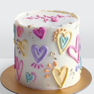 Торт детский с сердечками