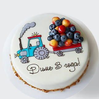 Детский торт с голубикой и черешней