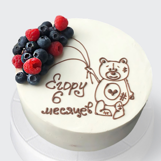 Детский торт с малиной и голубикой