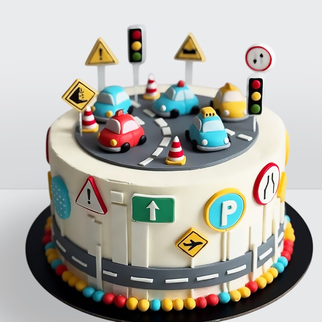 Детский торт ПДД с машинками