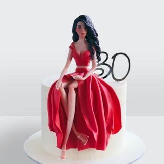 Торт с девушкой в красном платье