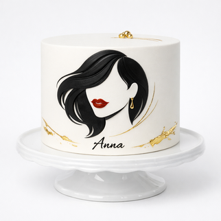 Торт белый с силуэтом девушки