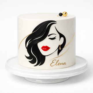 Торт белый с силуэтом девушки