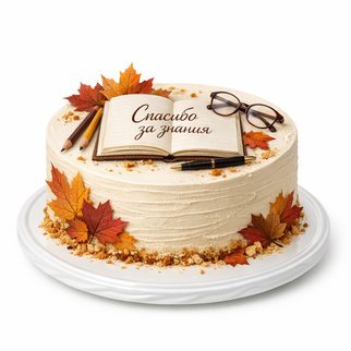 Торт учителю с кленовыми листьями