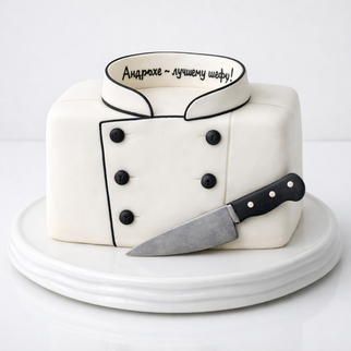 Торт белый для повара в стиле минимализм