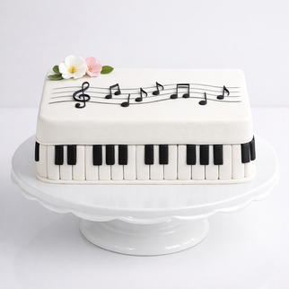 Торт музыканту пианисту с клавишами и нотами