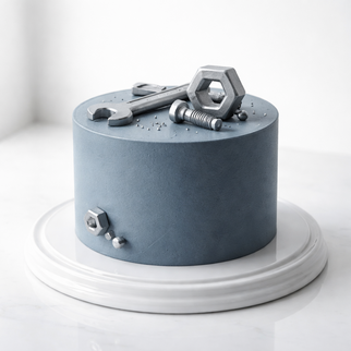 Торт с разводным ключем, гайками и болтом