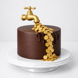 Шоколадный торт с краном и монетами