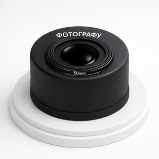 Торт черный в стиле минимализм в виде объектива