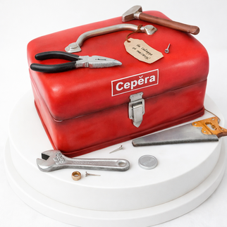 Торт красный чемодан с инструментами