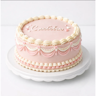 Торт розовый в стиле ламбет