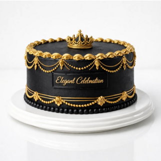Черный торт с золотой короной