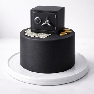 Торт в стиле минимализм сейф и деньги