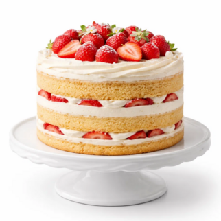 Торт голый с клубникой и сливочным кремом