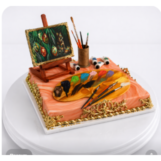 Торт краски кисти и холст для художника