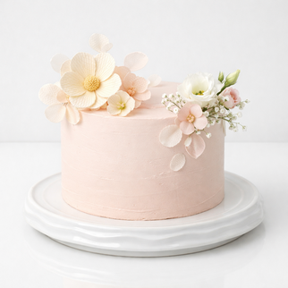 Торт розовый с цветами