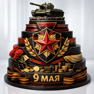 Торт большой на праздник победы 9 мая