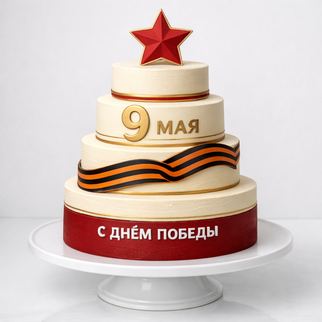 Торт большой на праздник победы со звездой